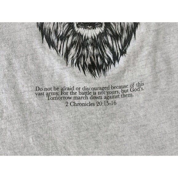 Religious T-Shirt Men's Large Lion Gray Short Sleeve - Picture 3 of 8